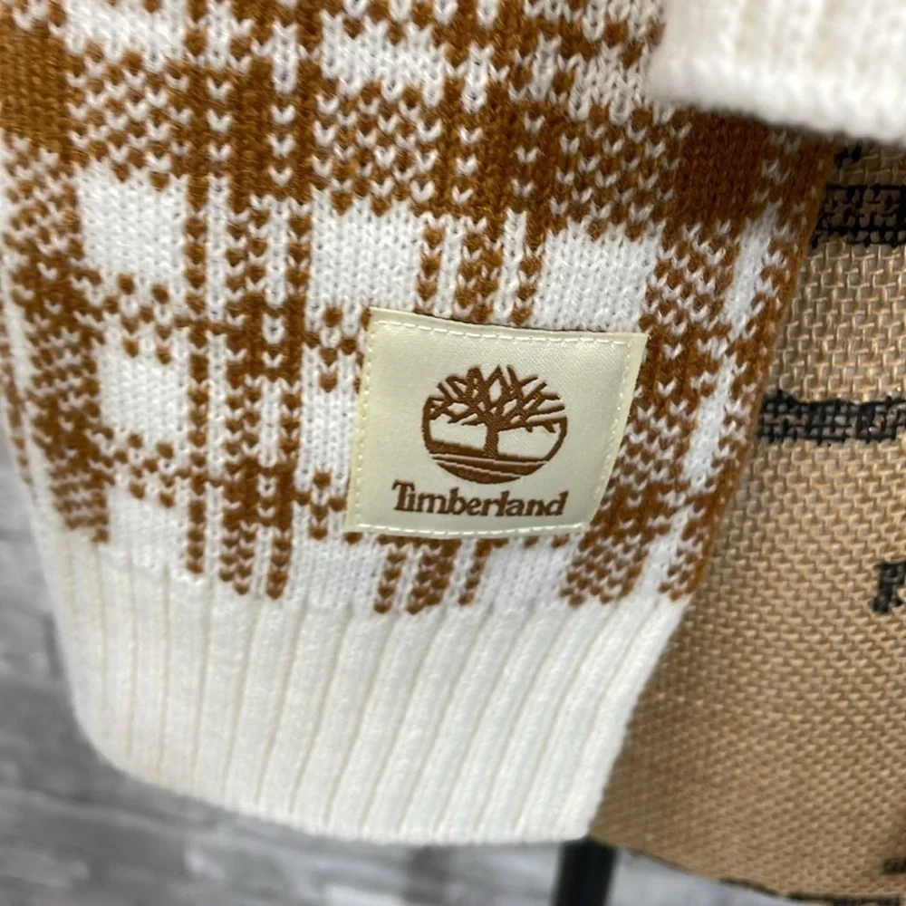 Timberlands Timberland Wheat/White Plaid Knit Scarf
